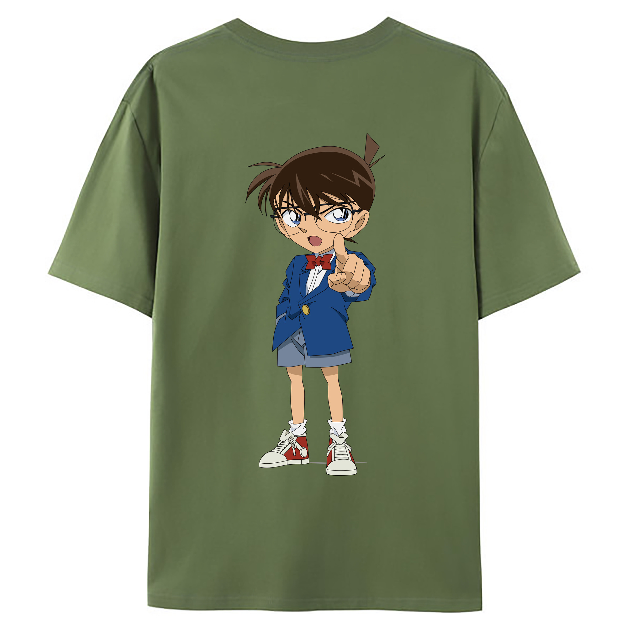 （画像用） 名探偵コナン 江戸川 コナン Detective Conan Conan Edogawa 綿100％ メンズ半袖Tシャツ（バックプリント） 通気性